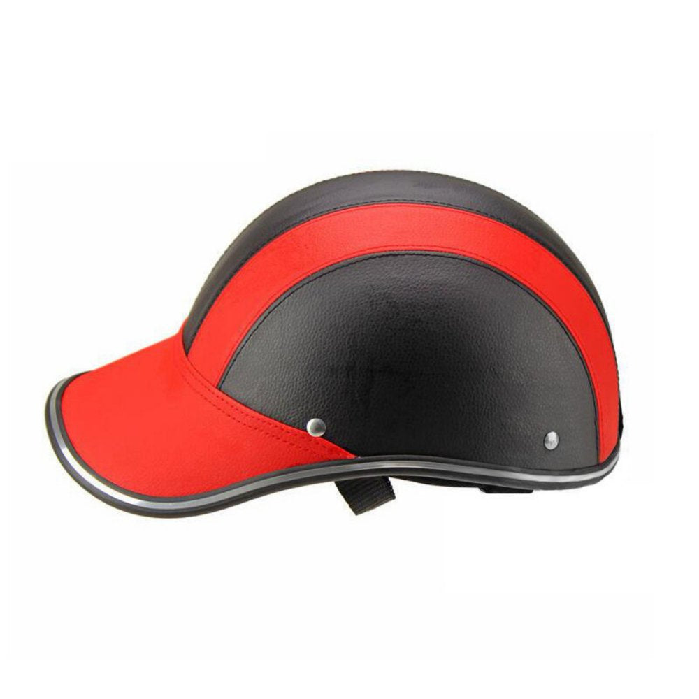 Ame Bike Half Helmet Baseball Cap Bicycle Helmet Quick Release Buckle Cap Hat Helmet ABS Leather Cycling Safety Helmet for Adult Men Women Teens Black