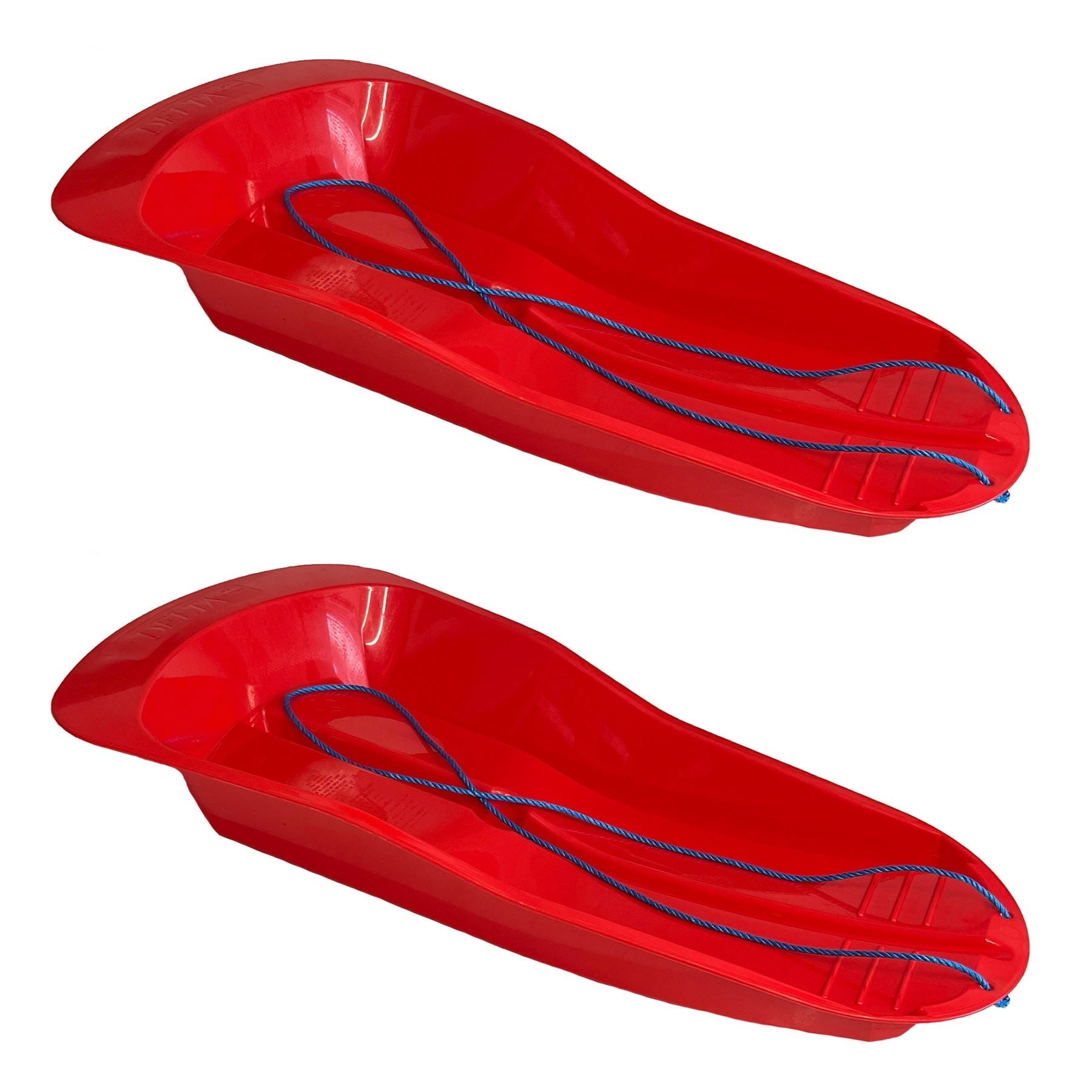 2 Red Plastic Heavy Duty Outdoor Snow Sledge Toboggan Sleigh Bobsleigh