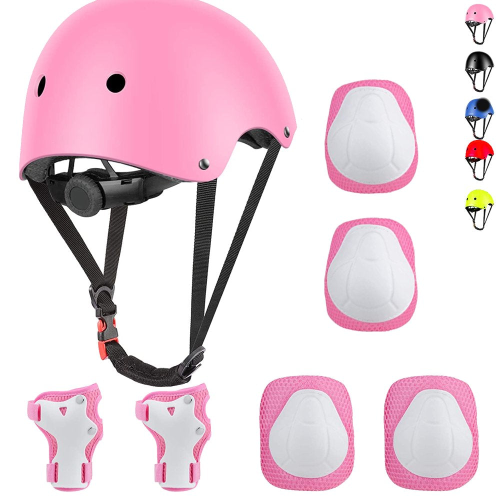 Kids Bike Helmet Set, Kids Helmet Elbow Pads and Wrist Guards Adustable Fro 3-10 Years Boys and Girls, Green Protective Gear Set for Roller Skates Cycling Bike Rollerblading Scooter Sports