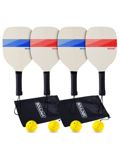 4 Paddles, 4 Balls, 2 Bags - Pickleball Set for All Ages & Venues