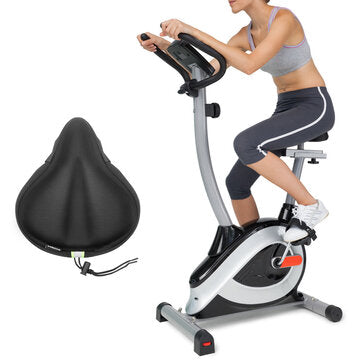 SGODDE 27x26cm Bike Saddle Memory Foam Comfort Breathable Reflective Bicycle Seat for MTB Exercise Bike E-Bike with Waterproof Cover