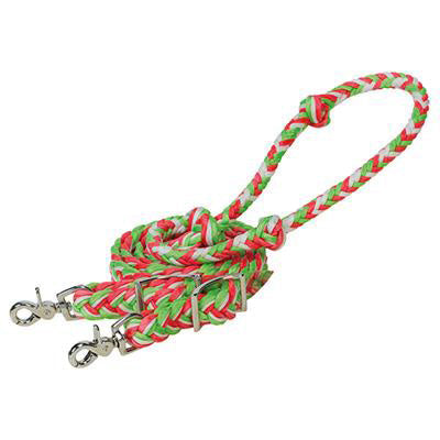 Weaver Leather Lime, White, and Pink Wax Braided Barrel Reins