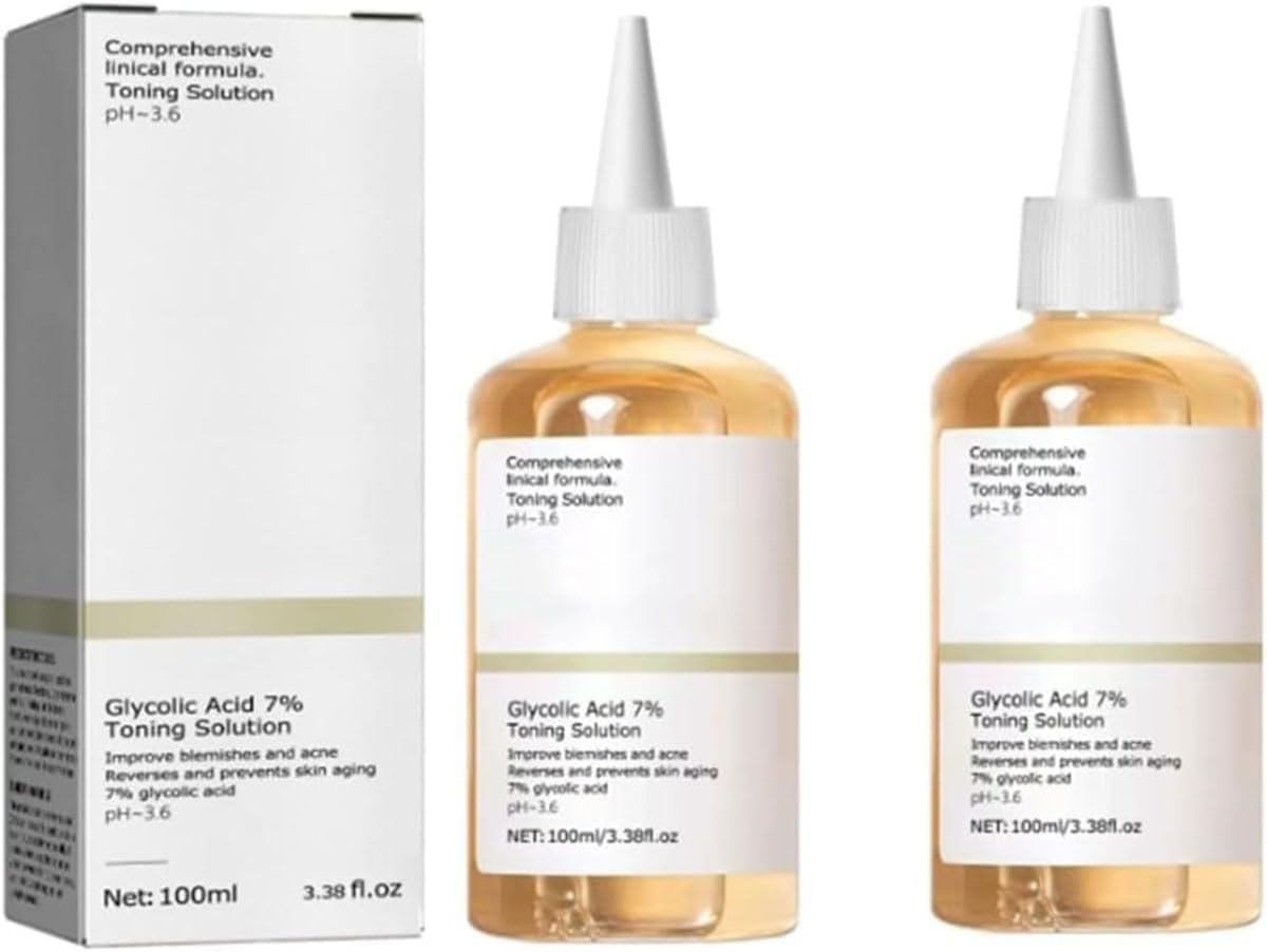 2Pcs 100ML Ordinary-Glycolic Acid 7% Toning Resurfacing,Glycolic Sour 7% Toner, Solution for Blemishes and Acne