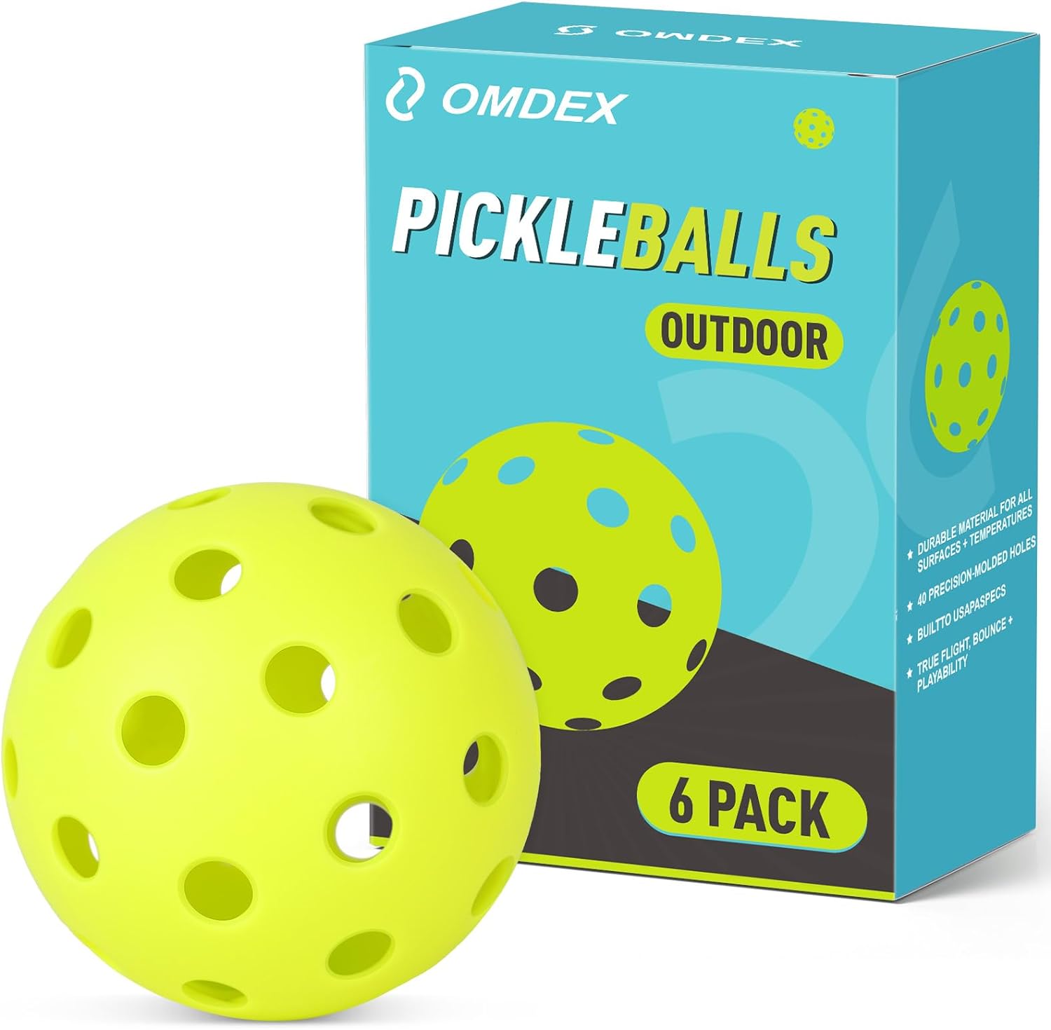 Pickleball Balls, Indoor Outdoor Pickleball Balls 6-Pack, Premium & Durable Pickle Balls, Pickleball Accessories for Pickleball Paddle, Pickle Ball Equipment