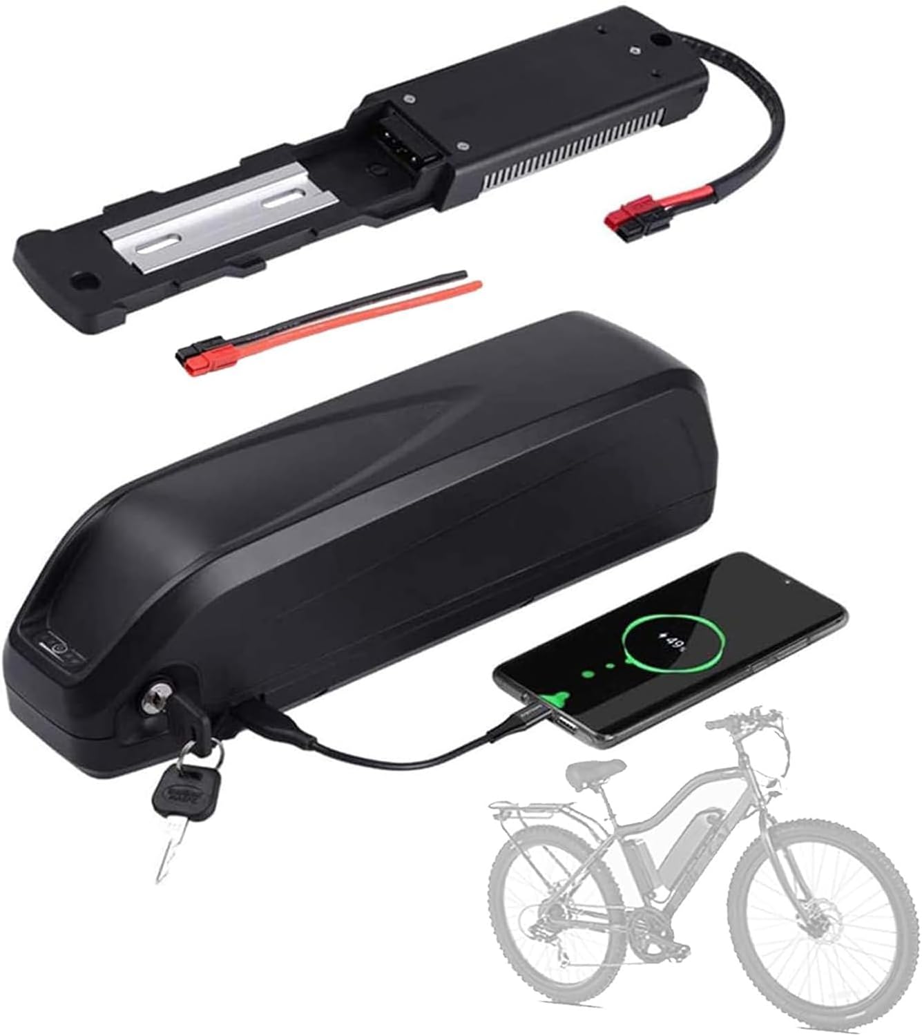 36V Ebike Battery 36V 10.4Ah 13Ah 15.6Ah 18Ah 20.4Ah Down Tube Battery 36V Electric Bicycle Lithium Ion Battery with Charger and Safe Lock,36v15.6ah
