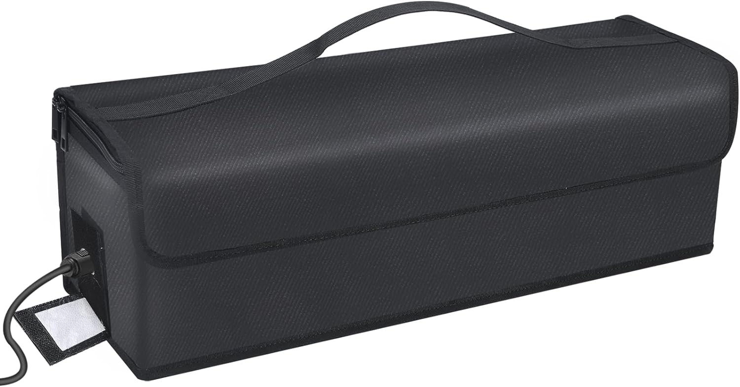 Lipo Battery Bag with Handle Explosionproof, Fireproof Ebike Battery Bag(19.6 x 6.7 x 6in), Large Capacity Lipo Battery Bag with Charging Port, Battery Storage Guard Safe