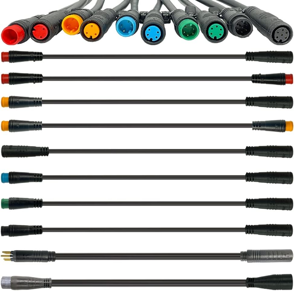 JULET Extension Cable 2 Pin/3 Pin/4 Pin/5 Pin/6 Pin/9 Pin Waterproof Plug Male/Female Connector for Electric Bike Conversion Kit,Display/Brake/Throttle/Shift Sensor/Hub Motor/Mid Drive Motor Signal Extension Line