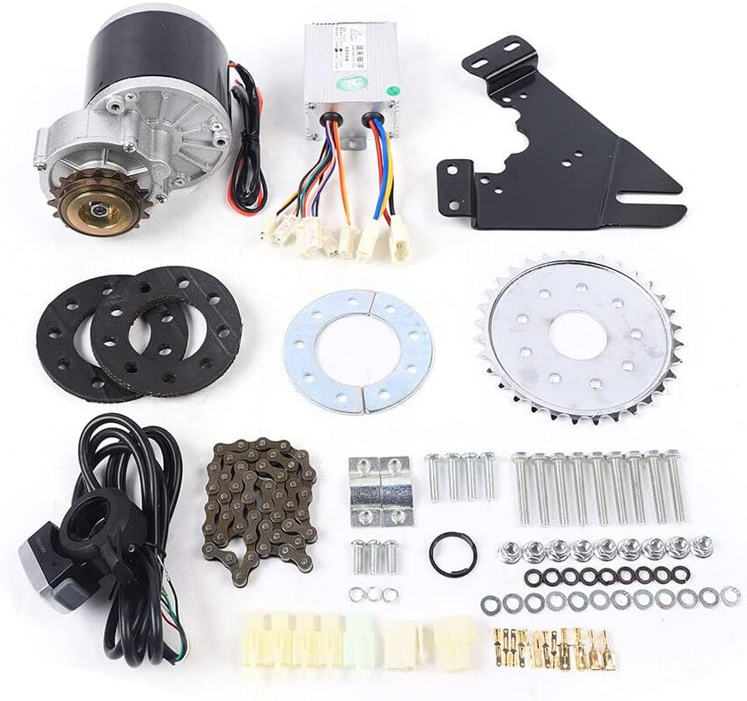 Electric E-Bike Conversion Twist Kit w/Freewheel+Brush Motor Universal Bicycle Components Set for DIY Bike Converting Assembling