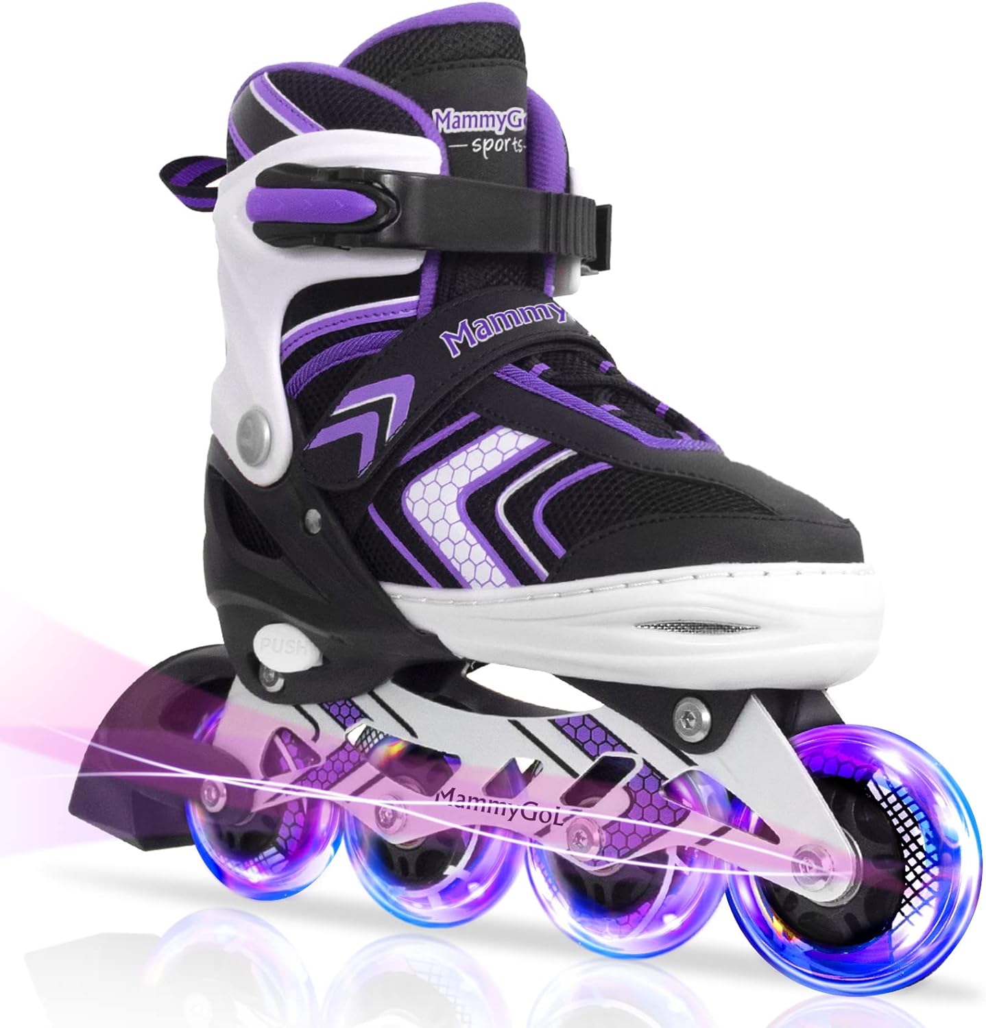 MammyGol Inline Skates for Girls Boys with Full Light Up Wheels, Adjustable Beginner Blades Roller for Kids Youth