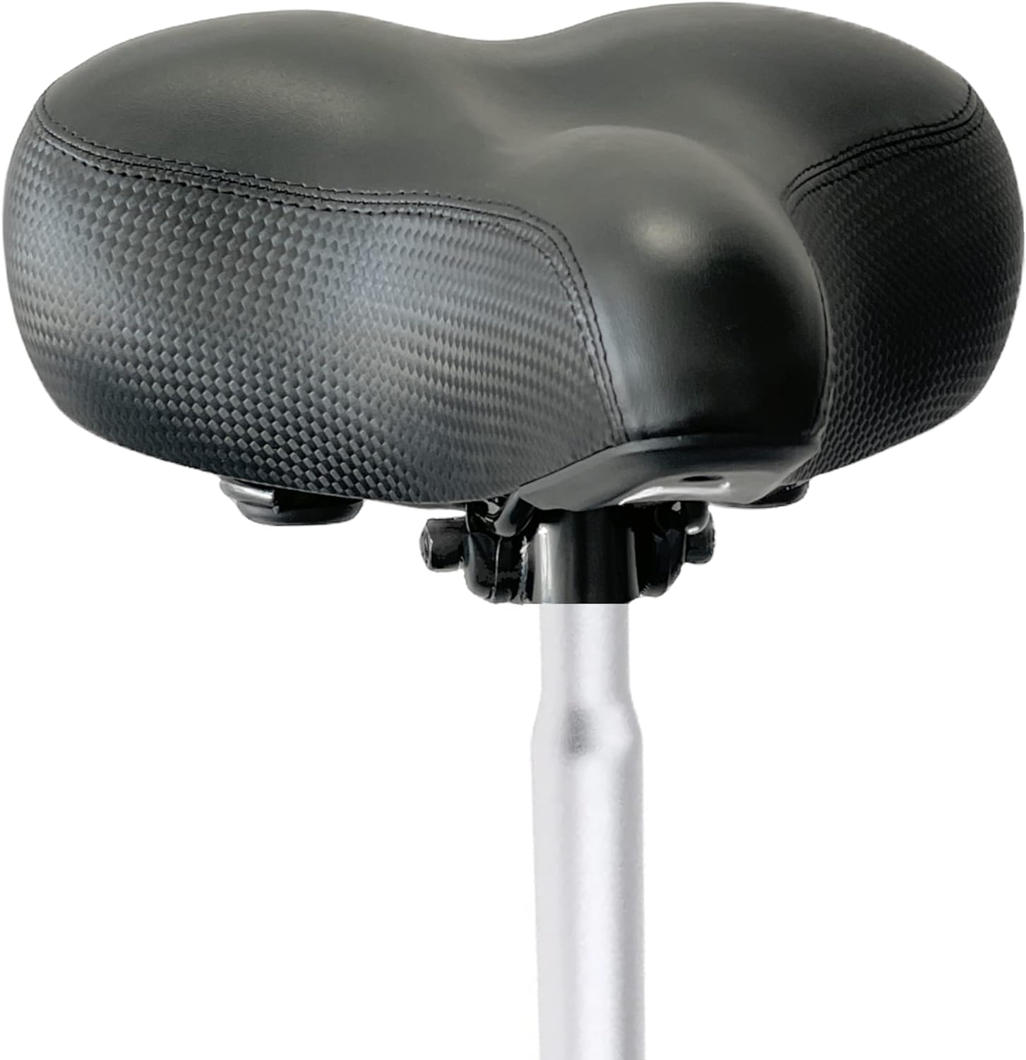 Andrew James Bike Seat & Silver Post Replacement Kit (27.2 x 350mm) for RAD Power Ebikes Oversized Wide Comfort Bicycle Saddle w/ Suspension Shock Absorbers for Exercise Bikes and Outdoor Bikes