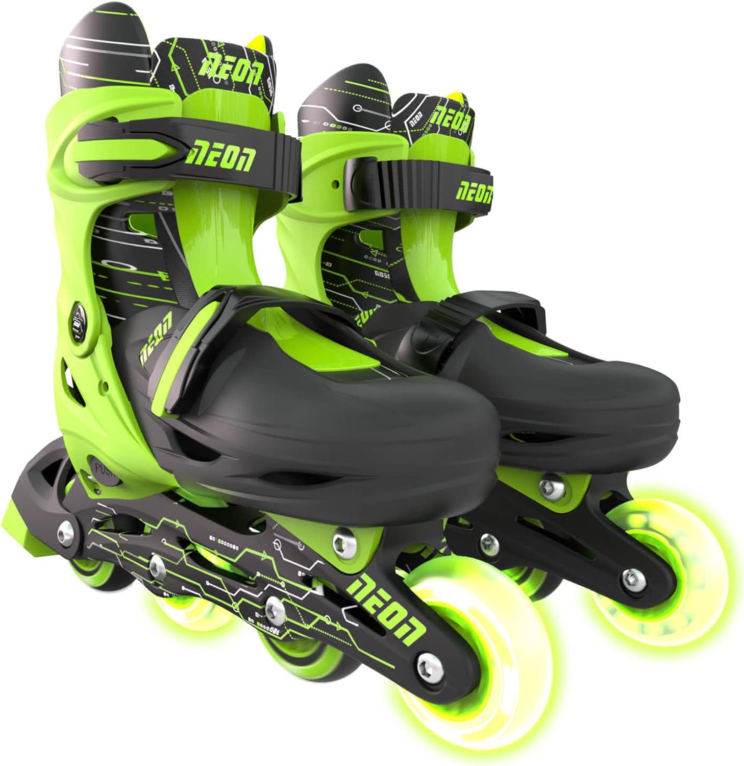 Yvolution Neon Kids Inline Skates - Adjustable Sizes and Light-Up LED Wheels