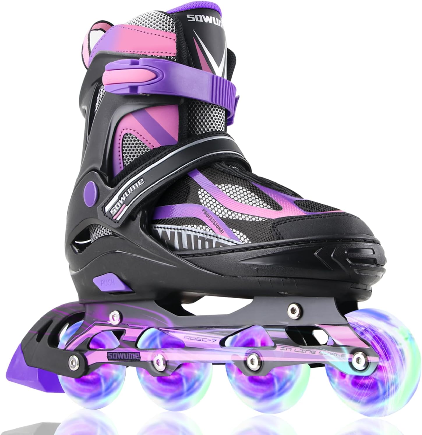 Sowume Adjustable Inline Skates for Girls and Boys, Roller Skates with All Light Up Wheels, Patines para Mujer for Kids and Adults, Men, Women