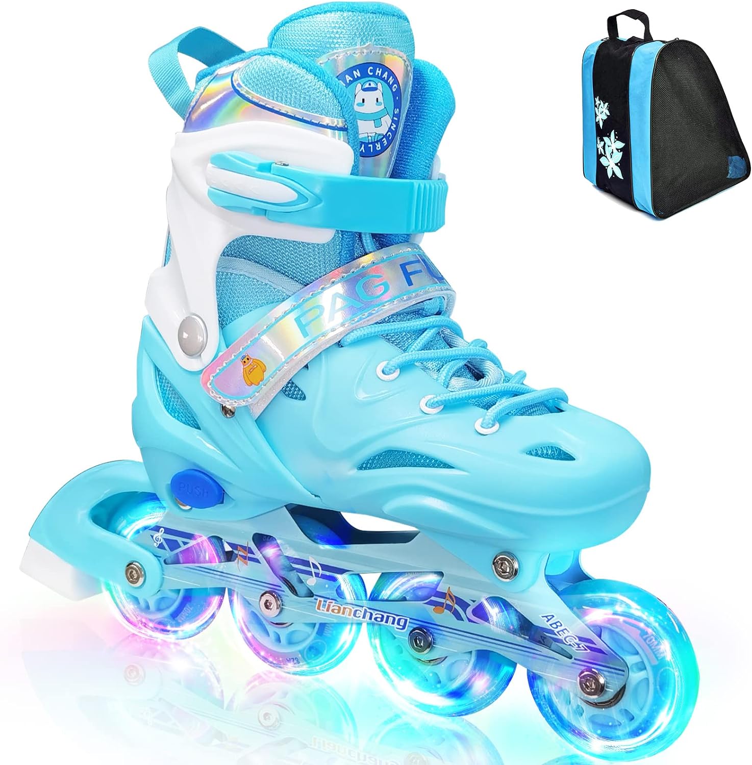 Adjustable Inline Skates for Boys Girls, Roller Single Flash Blades Skates for Kids Women Men Size Beginners Outdoor and Indoor…