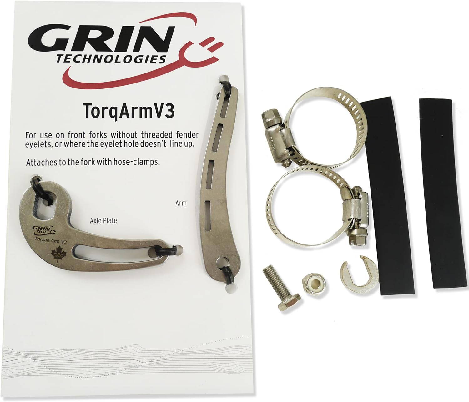 Universal Ebike Torque Arm For Front Hub Motors. Thick 1/4" Stainless Plate.