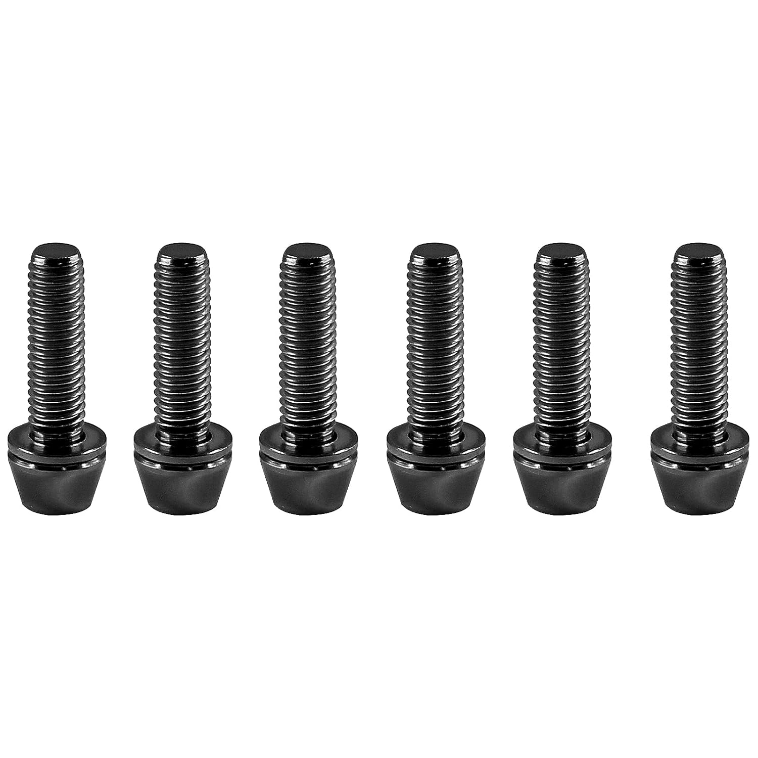6Pcs M5 x 18mm Titanium Bike Allen Hex Tapered Bolts Screw with Washers Set for Mountain Bicycle (Black)