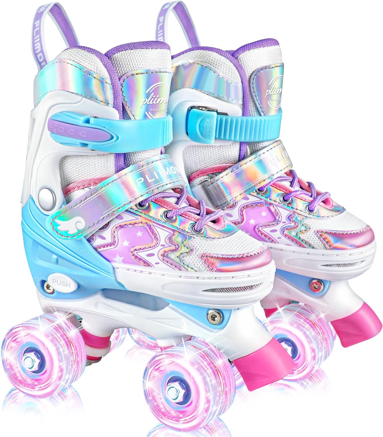 Kids Roller Skates Girls Ages 3-12, Toddler Roller Skates for Boys, 4 Size Adjustable Roller Skates for Beginners