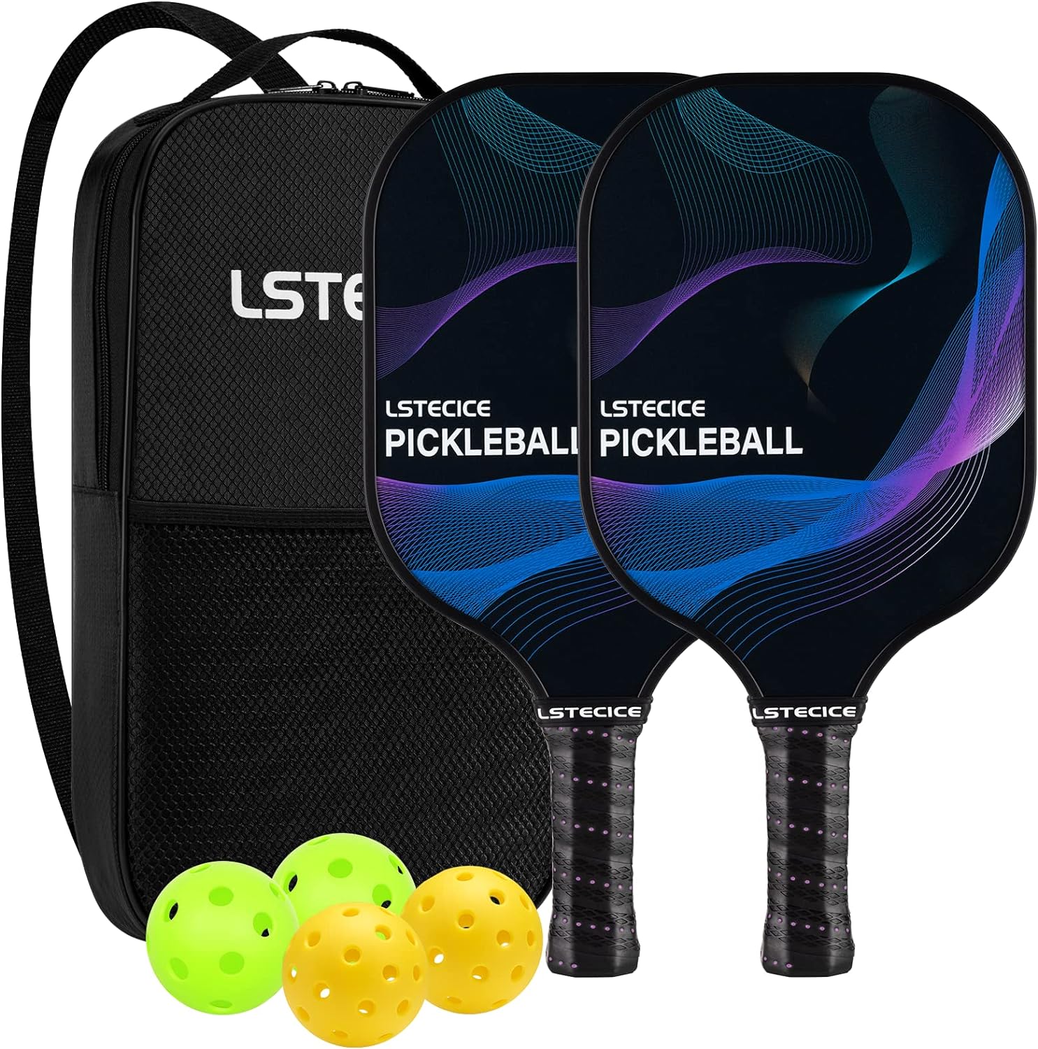 Pickleball Paddles, USAPA Standard Pickleball Paddles Set of 2 or 4, Pickleball Set with 4 or 2 Pickleball Racquets, 4 Pickleball Balls, 1 Portable Carry Bag, Pickle Ball Set for Women Men
