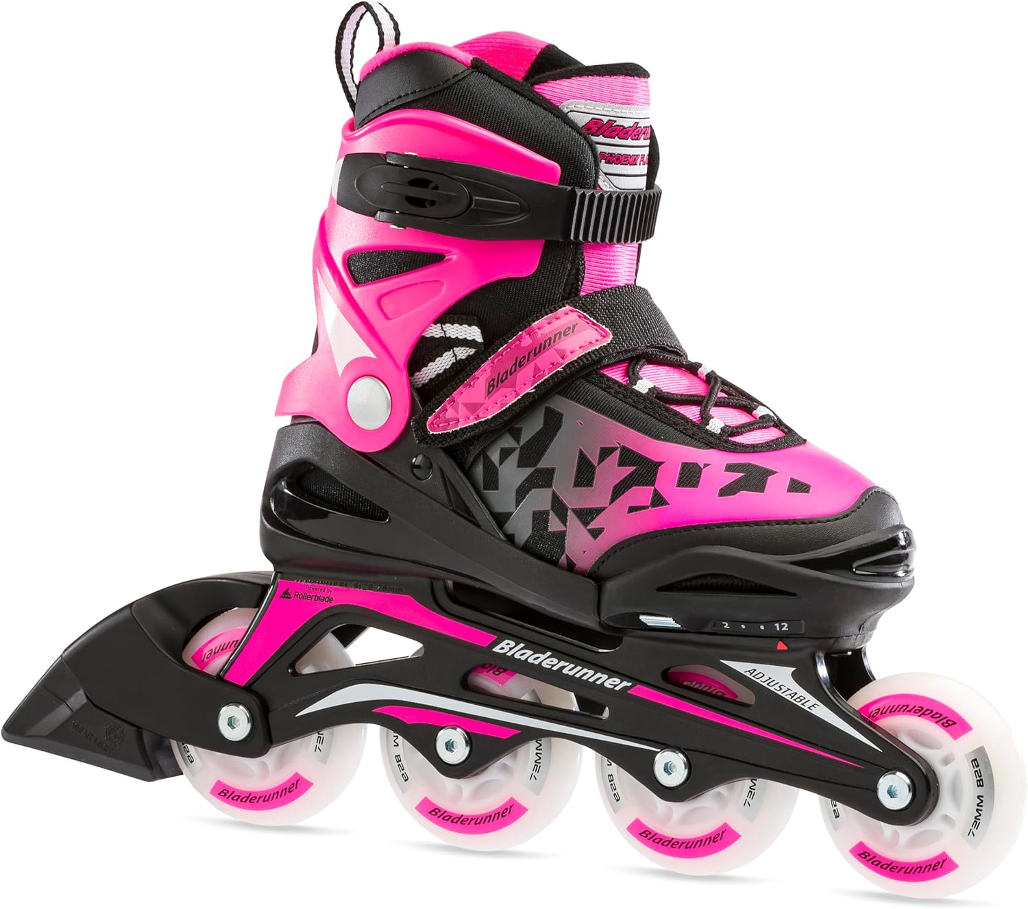 Bladerunner by Rollerblade Phoenix Flash Kid's Adjustable Fitness Inline Skate, Black/Pink