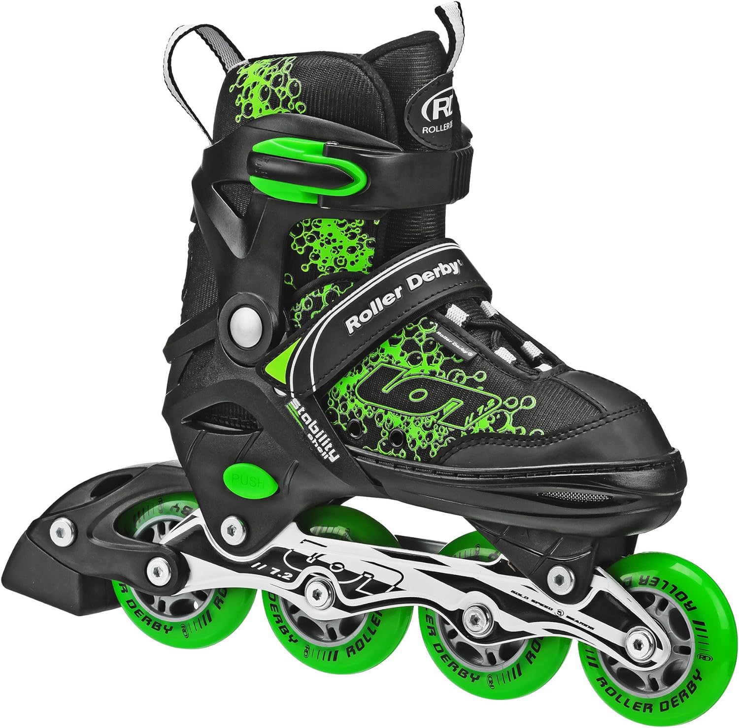 Roller Derby ION 7.2 Inline Skates with Aluminum Frames and Adjustable Sizing for Growing feet