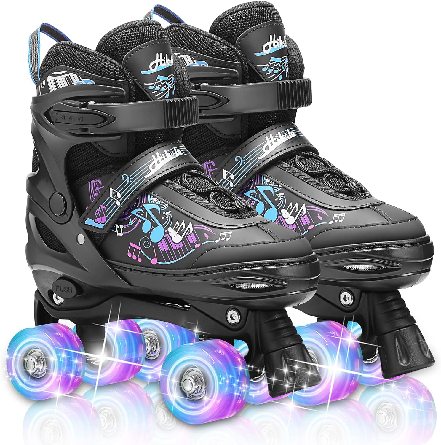 Hikole Roller Skates for Girls and Boys,4 Size Adjustable Kids Roller Skates with 8 Light Up Wheels,Toddler Skates for Outdoor & Indoor