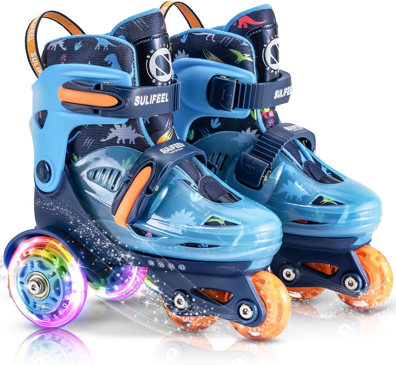 SULIFEEL Adjustable Roller Skates for Girls Boys Kids,Fun Illuminating Light Up Flash Wheels Three-Point Type Balance Suitable for Beginners Indoor Roller Skating