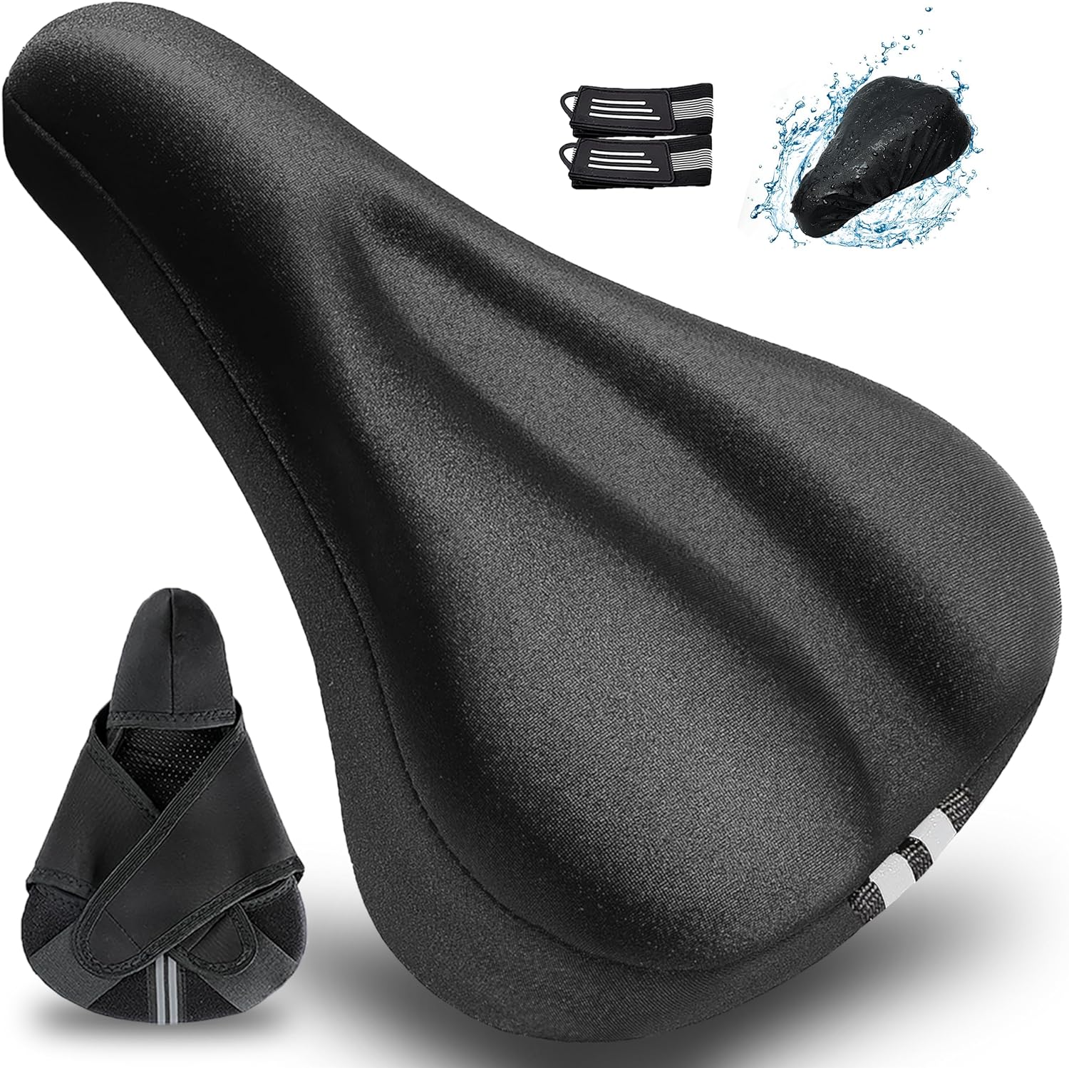 【New】Gel Bike Seat Cushion Cover Extra Soft padded Bicycle Seat Cover for Women Men, Most Comfortable Bike Saddle Cover Fits Peloton/Mountain/Stationary/Spin Class Exercise Bike Indoor&Outdoor Cycling