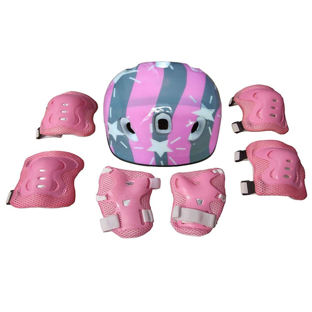 Peyakidsaa 7PCS Toddler Girls Boys Protect Helmet Knee Elbow Wrist Pad Sets for Cycling Skate Bike