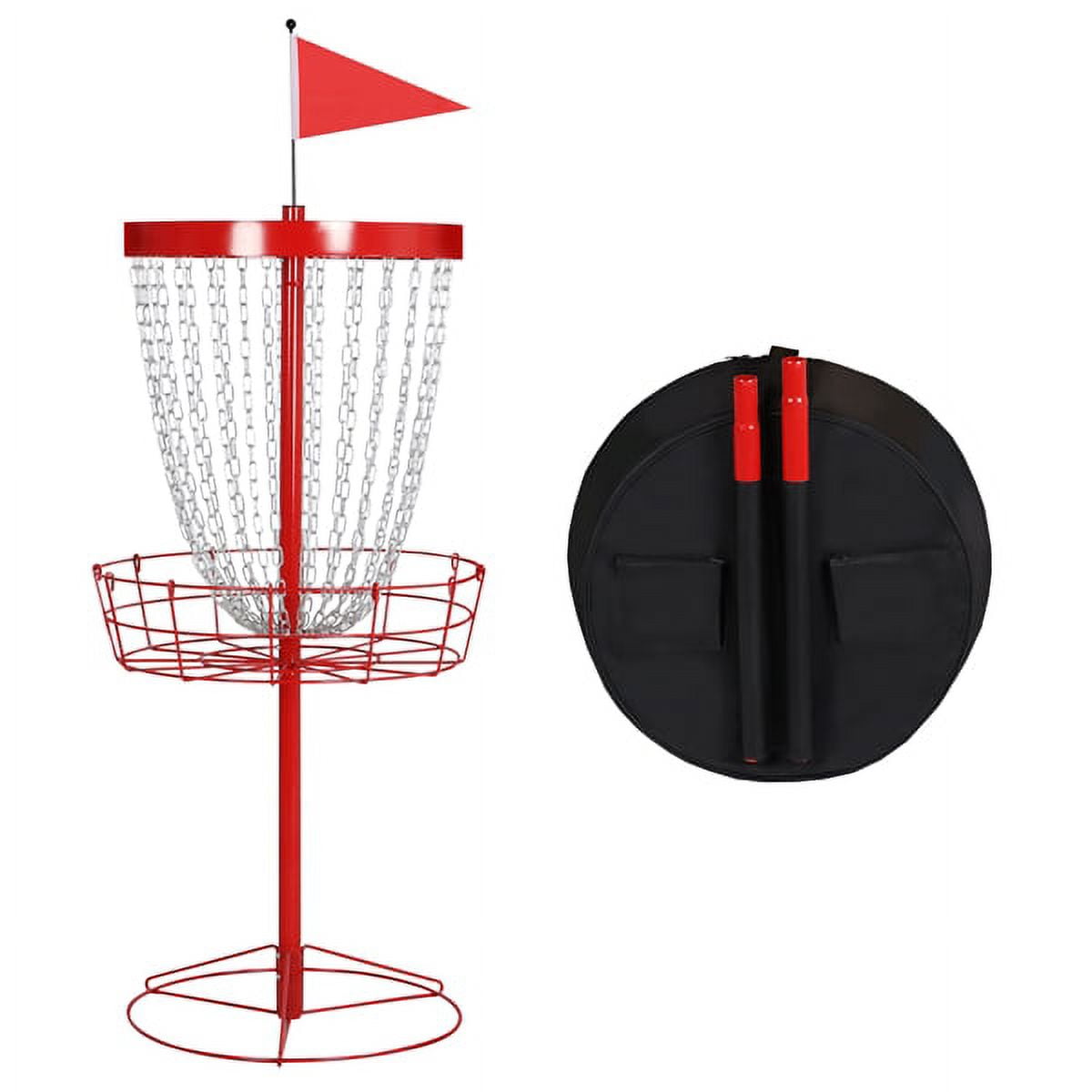 Alden Design 24-Chain Disc Golf Goal for Target Practice with Carrying Bag, Red