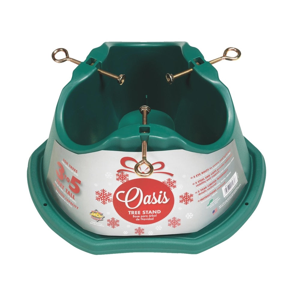Oasis 313-ST Christmas Tree Stand, Plastic, Green, 5' H