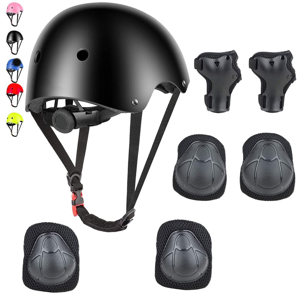 Adjustable Skateboard Helmet with Protective Gear Knee Pads Elbow Pads Wrist Pads for Boys Girls Age 3-10, Kid'S Pink Helmet Set for Bike, Skateboard, Roller Outdoor Sports