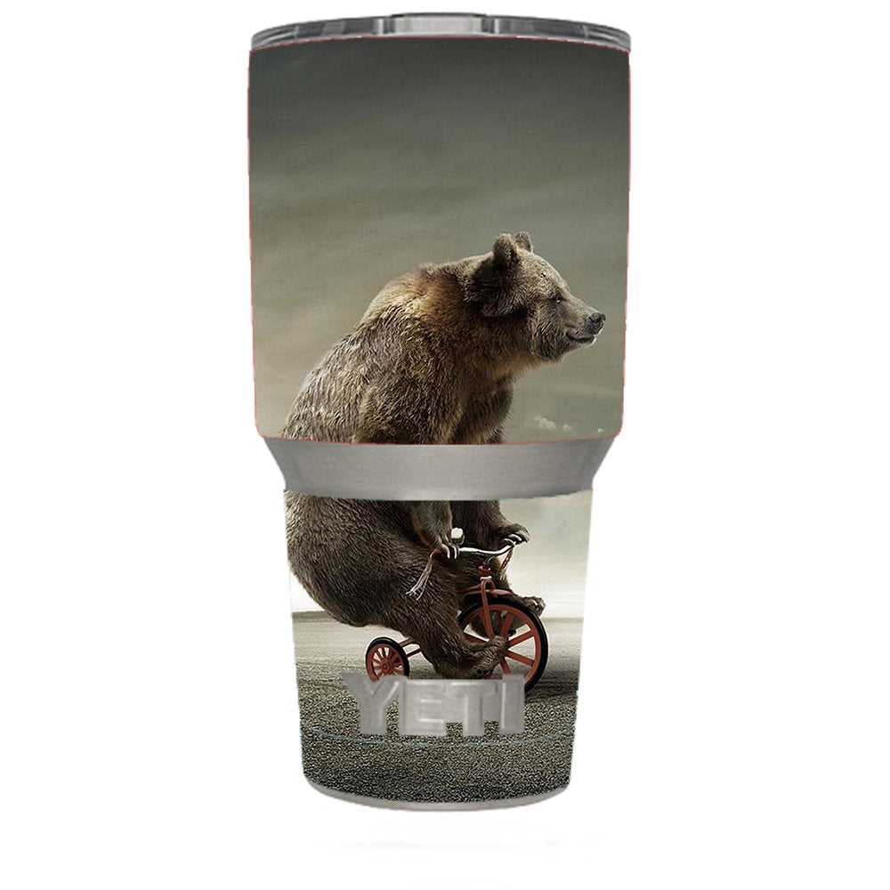 Skin Decal for Yeti 30 Oz Rambler Tumbler / Bear Riding Tricycle