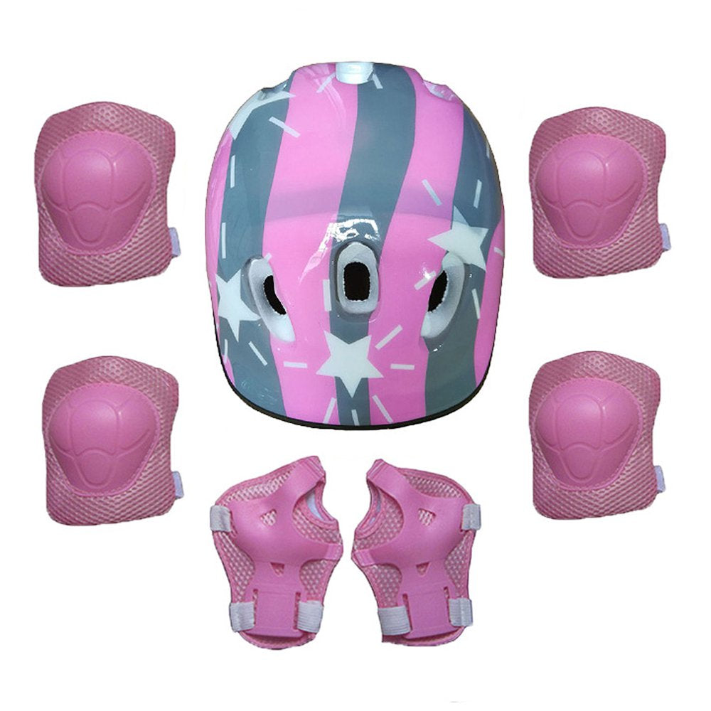 Hirigin Boys Girls Kids Safety Helmet, Knee, Elbow Pad Set for Cycling Skate Bike Use, Red, 3-9 Years