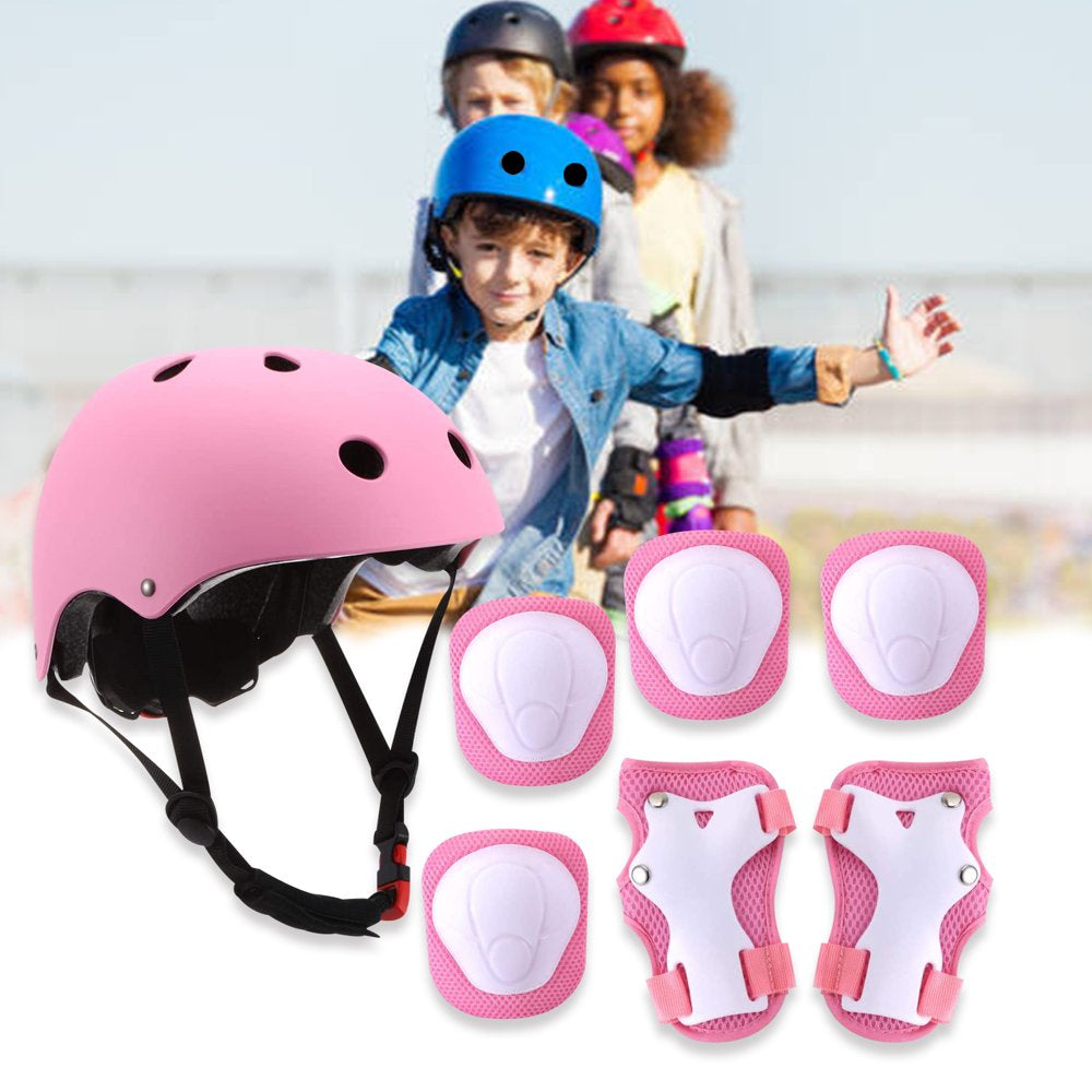 Kids Bike Helmet Set, Kids Helmet Elbow Pads and Wrist Guards Adustable Fro 3-10 Years Boys and Girls, Green Protective Gear Set for Roller Skates Cycling Bike Rollerblading Scooter Sports