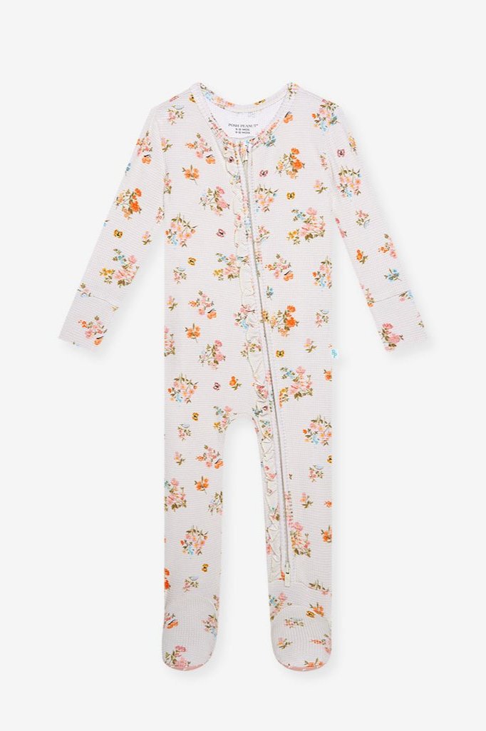 Clemence Footie Ruffled Zippered One Piece