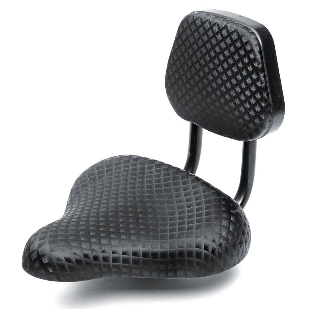 Comfort Wide Bicycle Seat with Backrest Support, Bike Saddle with Back for Cruiser, Trike, Tricycle, Black