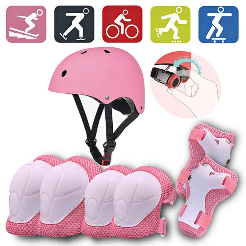 Kids Helmet Pad Set,Adjustable Kids Skateboard Bike Helmet Knee & Elbow Pads Wrist Guards 2-7 Years Kids Protective Gear Set for Girls Boys Bicycle Bike Roller Skating Scooter Rollerblade Sport