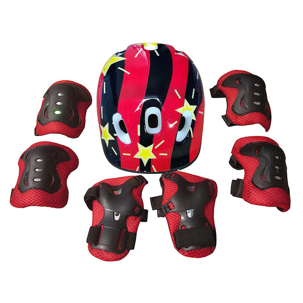 Hirigin Boys Girls Kids Safety Helmet, Knee, Elbow Pad Set for Cycling Skate Bike Use, Red, 3-9 Years