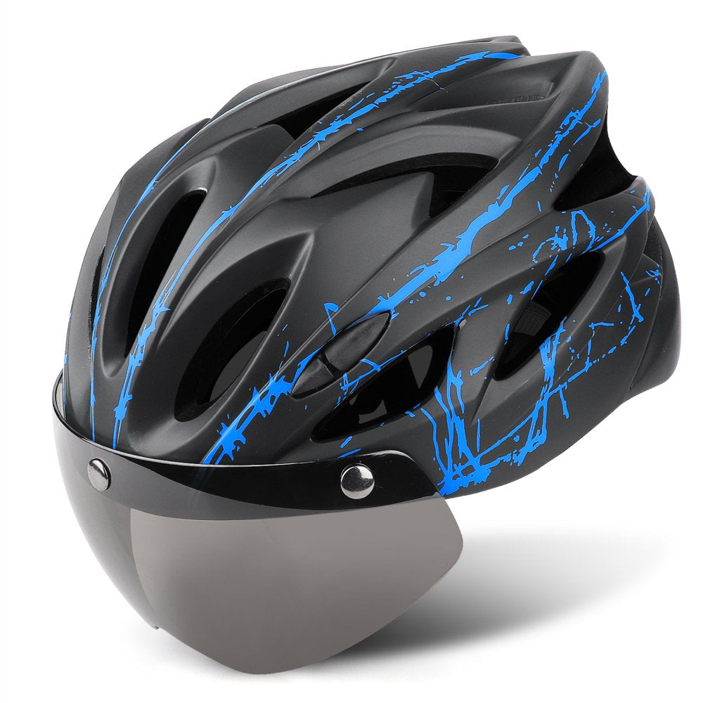 Emfogo Adult Bike Helmet, Adjustable Lightweight Cycling Bicycle Helmet with Detachable Magnetic Goggles, Comfortable Breathable Safety Protective Helmet for Mountain & Road