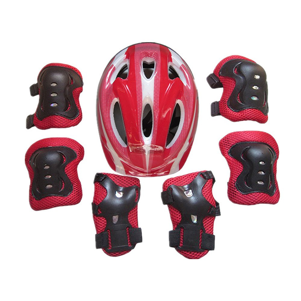 7PCS Kids Safety Helmet Knee Elbow Pad Set for Boy Girl Cycling Skate Bike Protective Set