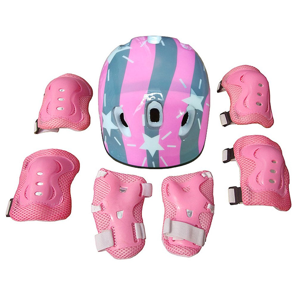 7Pcs Kids Boy Girl Safety Helmet Knee Elbow Pad Sets Children Cycling Skate Bicycle Helmet Protection Safety Guard