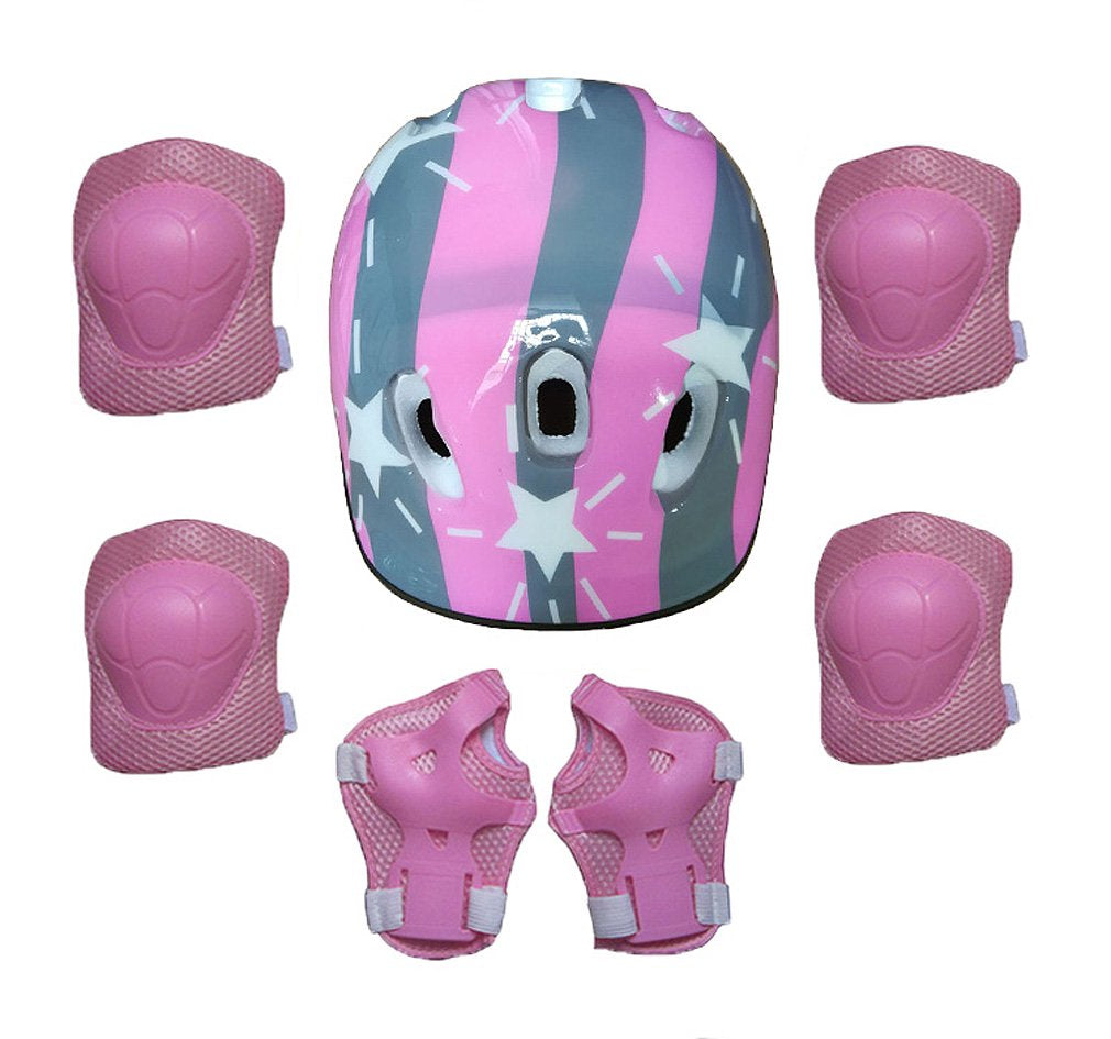 7PCS Kids Safety Helmet Knee Elbow Pad Set for Boy Girl Cycling Skate Bike Protective Set