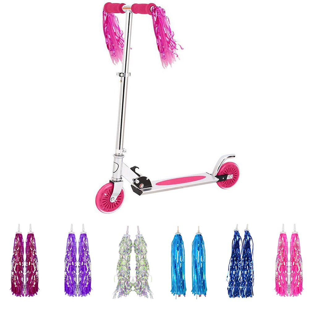 2X Kids Girls Bicycle Bike Streamers Tricycle Handlebar Grips Tassels 7 Colors