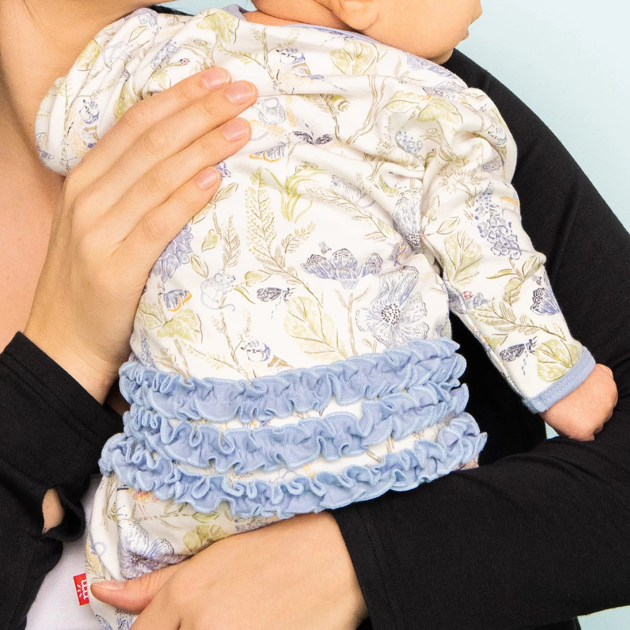 Girls Blue Blossom Ruffle Magnetic Footie