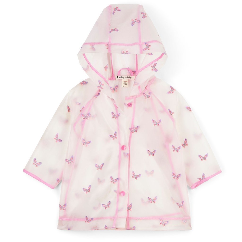 Hatley Pink Butterflies Clear Baby Swing Raincoat
