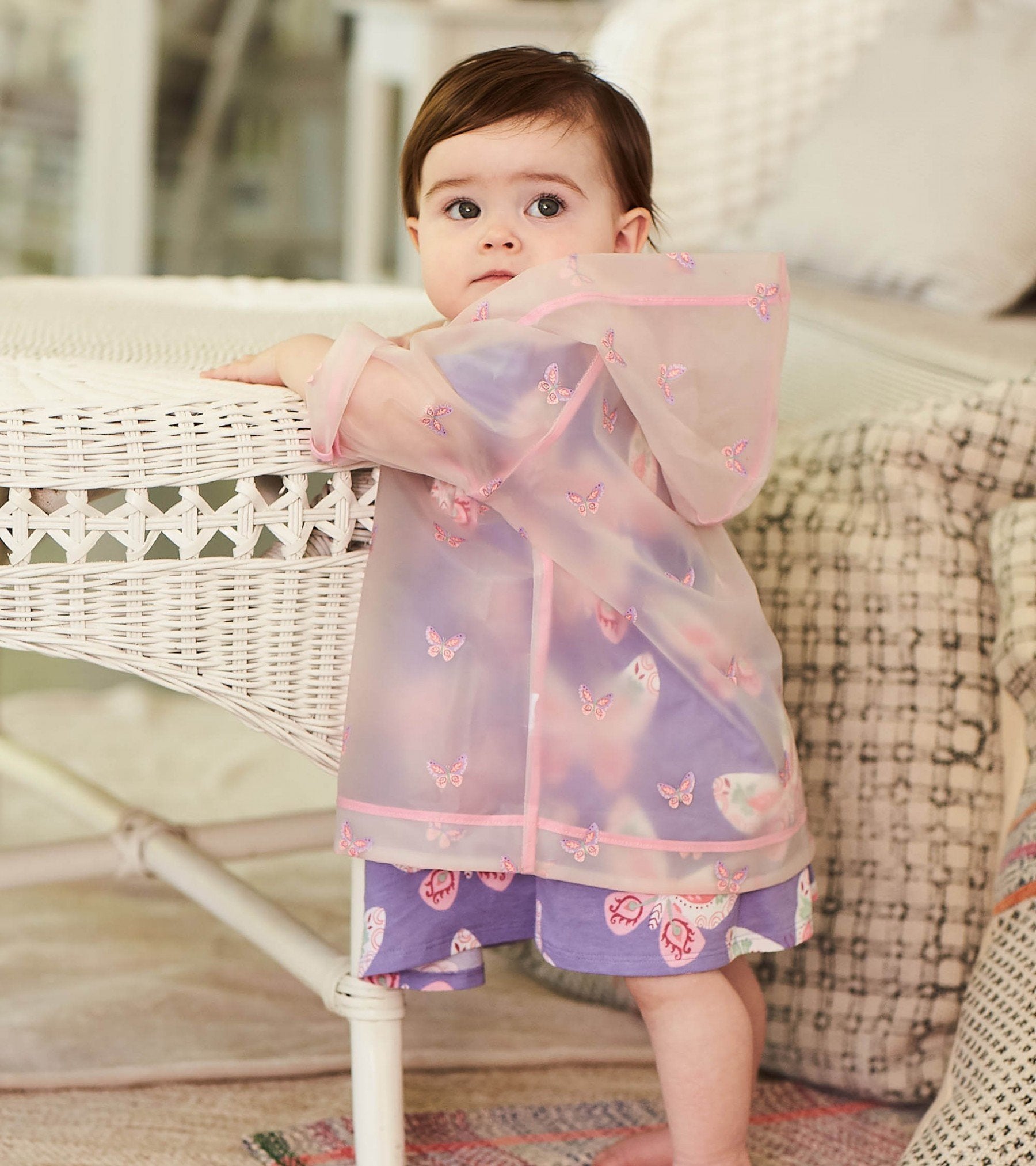 Hatley Pink Butterflies Clear Baby Swing Raincoat