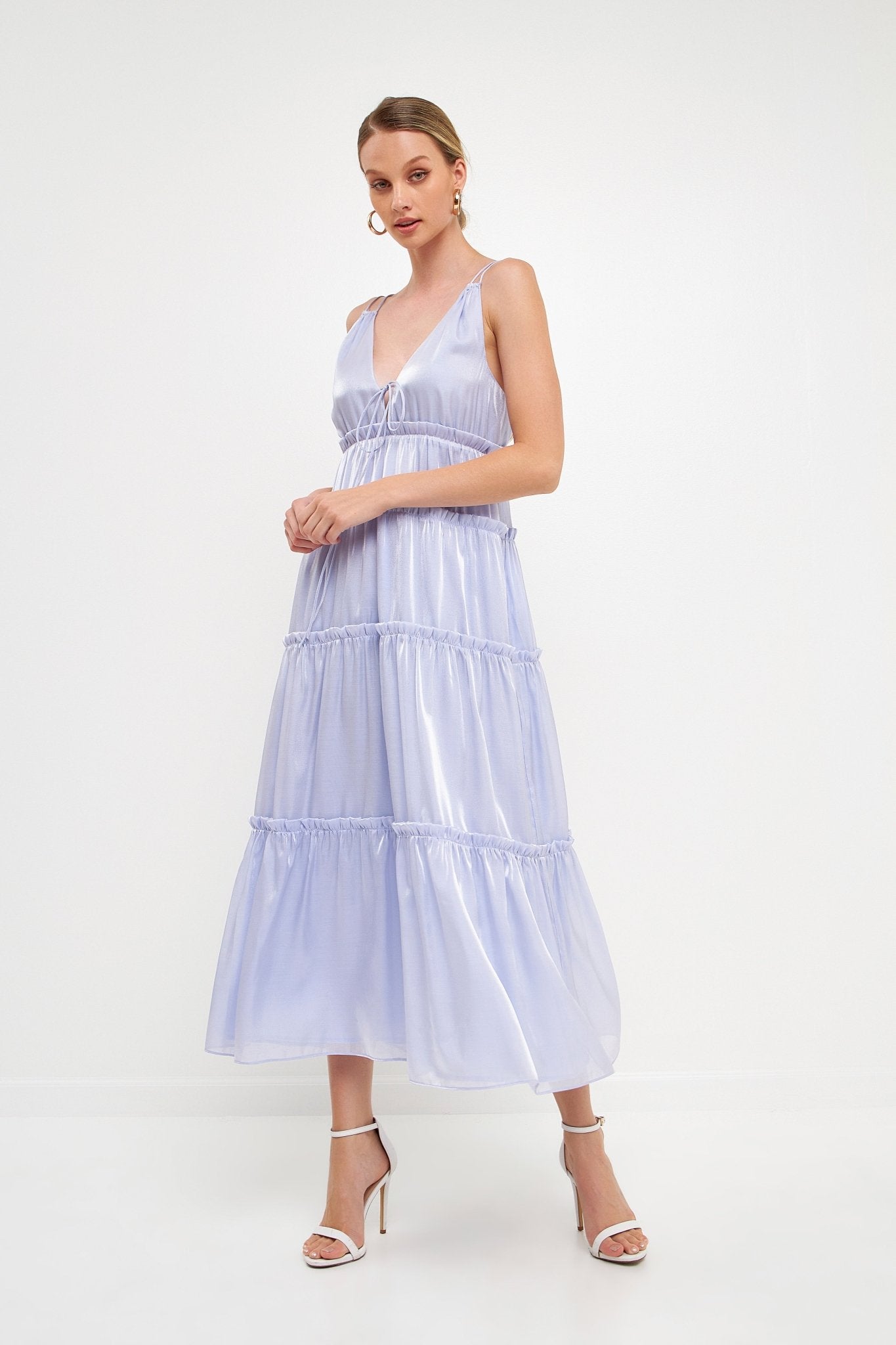 Light Sheen Front Tie Maxi Gown