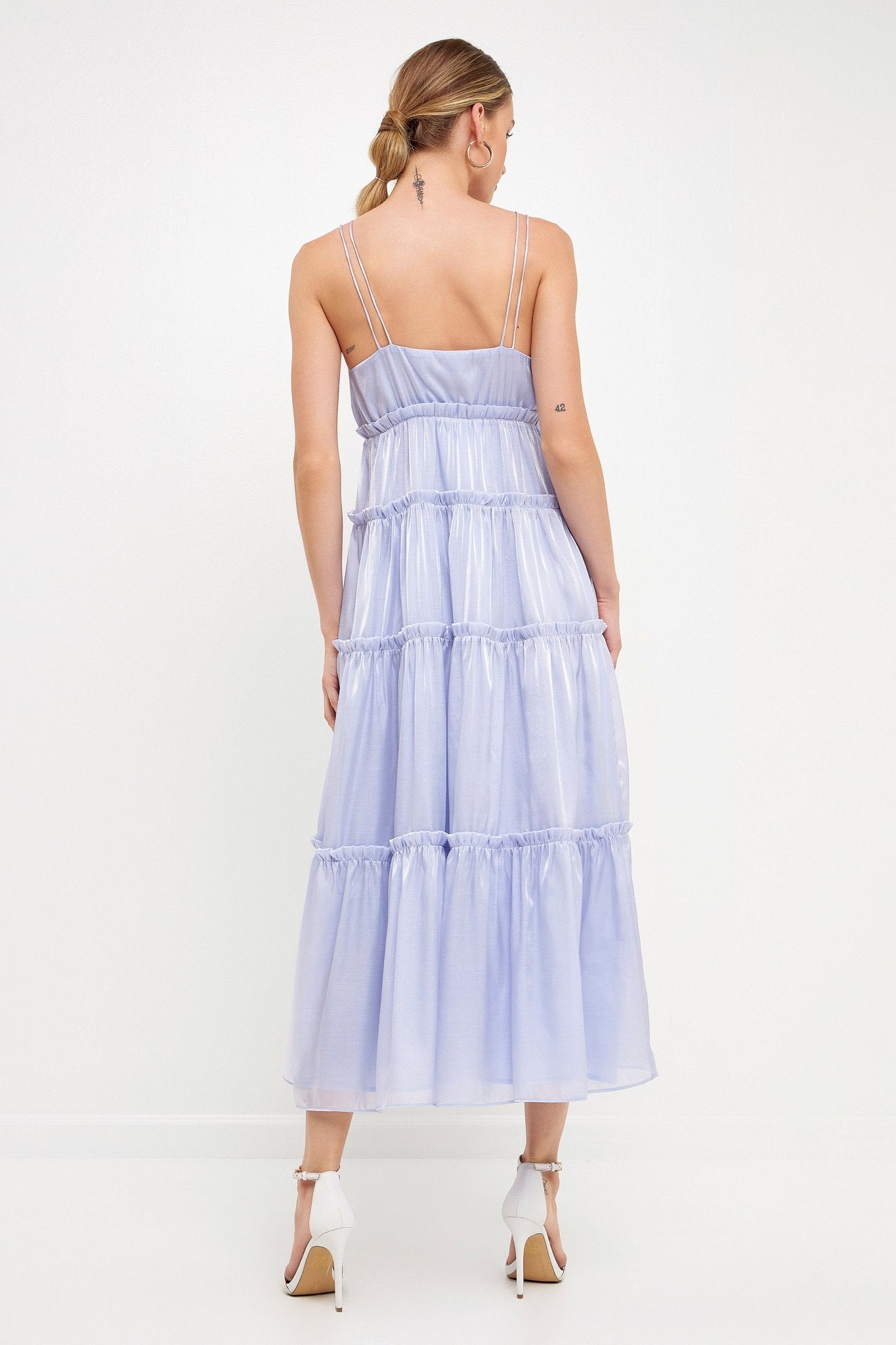 Light Sheen Front Tie Maxi Gown
