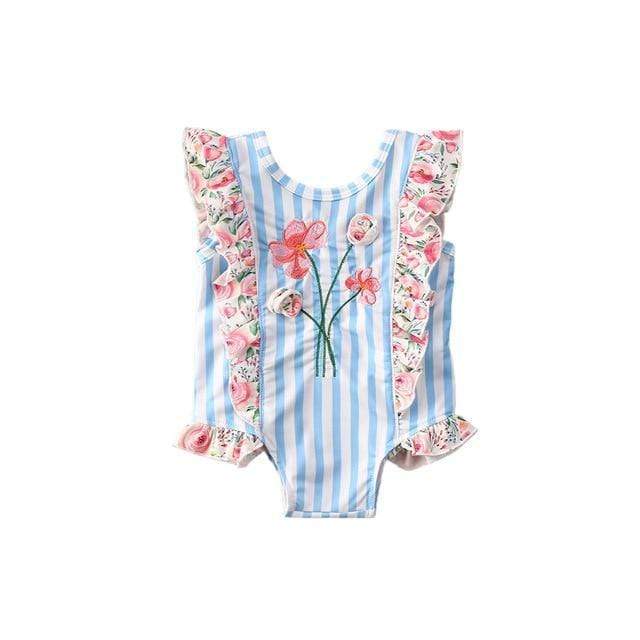 Girl's Clothing Blue / 24M One Piece Swimwear Floral &Striped