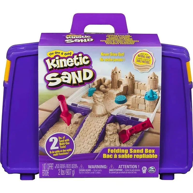 Spin Master Kinetic Sand, Kids Sand | Folding Sand Box With 2Lbs Of Kinetic Sand And Mold And Tools