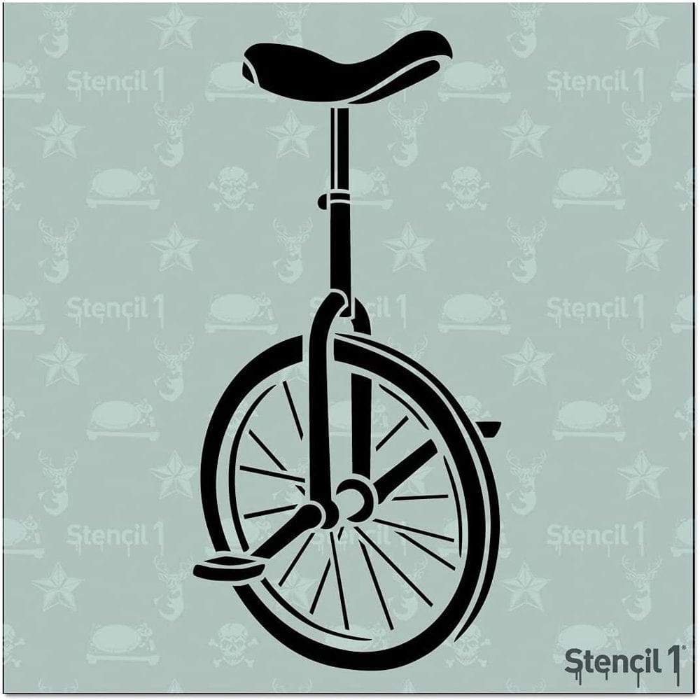 Stencil1 Unicycle Stencil 5.75" X 6" - Durable Quality Reusable Stencils for Painting - Create Stencil Crafts and Decor - Decor on Walls Fabric & Furniture Recyclable Art Craft - 5.75" X 6"